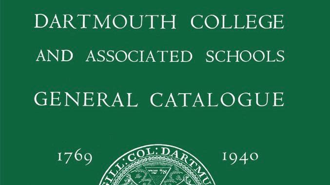 image of the cover of the Dartmouth College and Associated Schools General Catalogue, 1769-1940