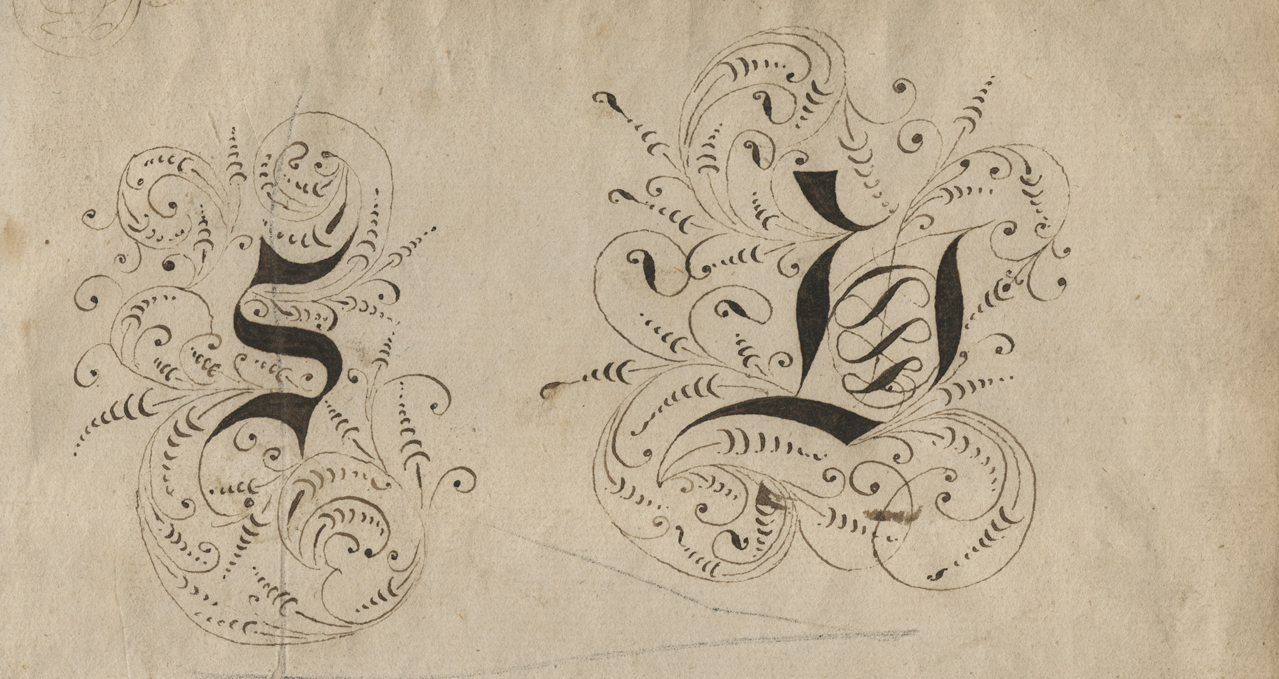 manuscript initials S and O from Samson Occom's Hebrew Primer