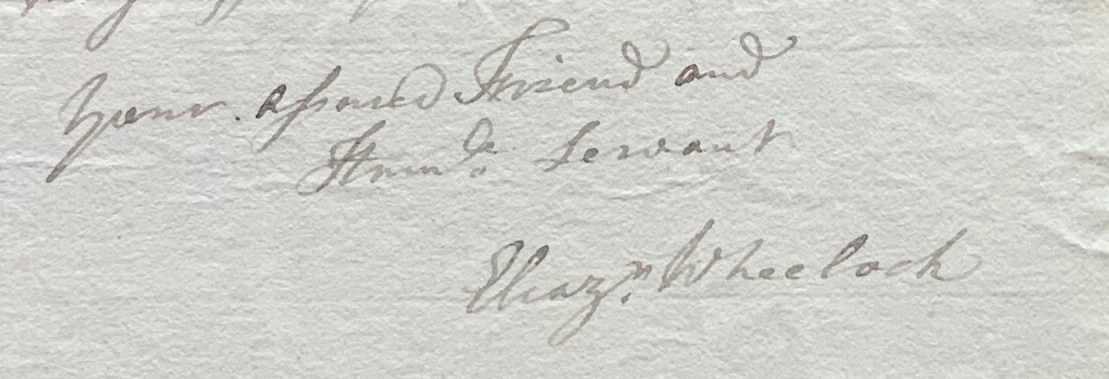 Eleazar Wheelock's signature, from a 1775 document