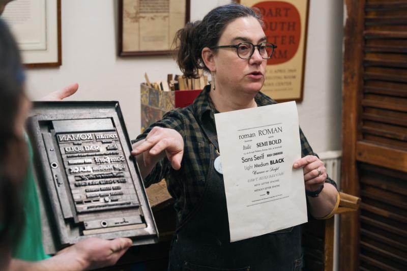 sarah parella gives instructions in book arts printing