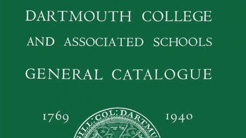 image of the cover of the Dartmouth College and Associated Schools General Catalogue, 1769-1940