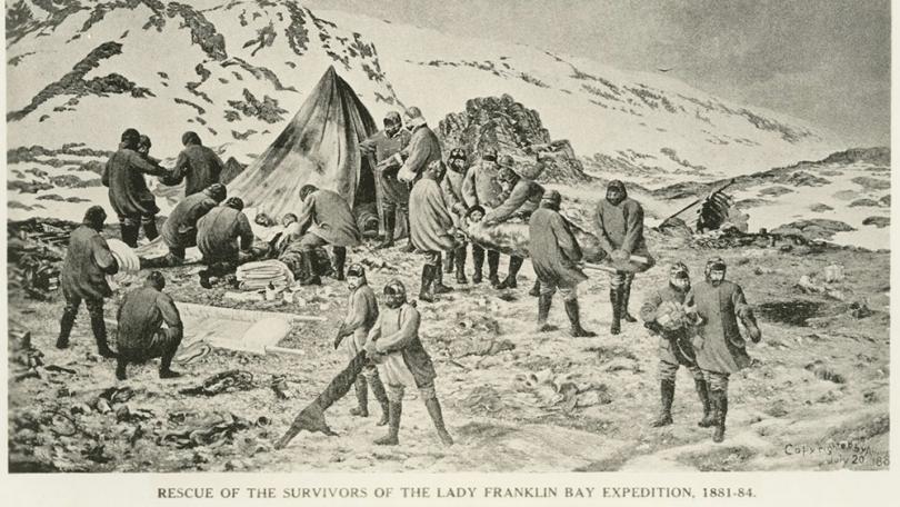 painting of the survivors of the Lady Franklin Bay Expedition, 1884