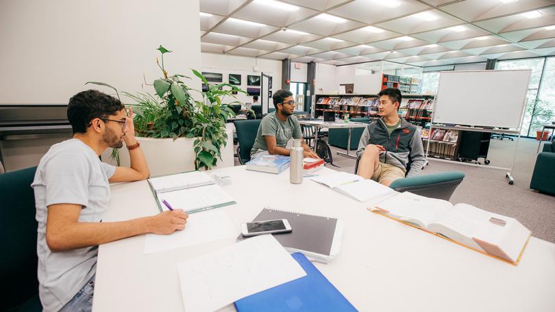 Students studying in the Kresge Library at Dartmouth College