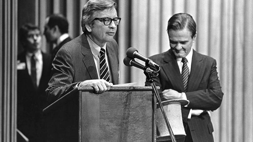 1984 debate Smallwood with Webster's hat
