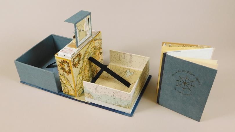 hand bound box with pop-ups and printed book