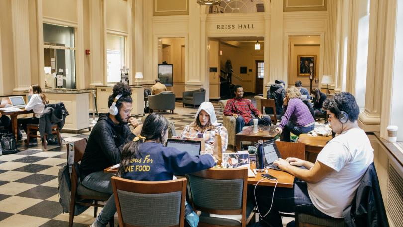 Students study in Reiss Hall