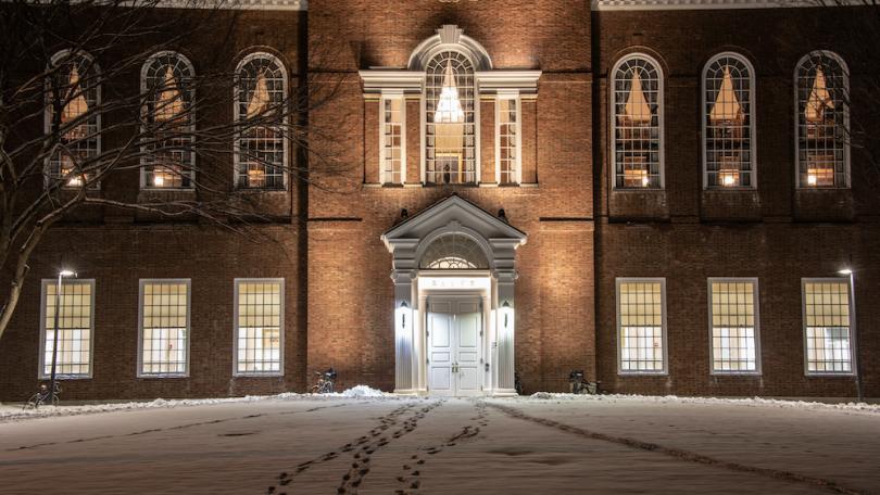 Dartmouth Library Baker Library at night