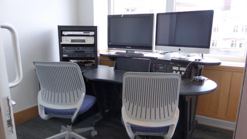 Editing room in the Jones Media Center at Dartmouth Library