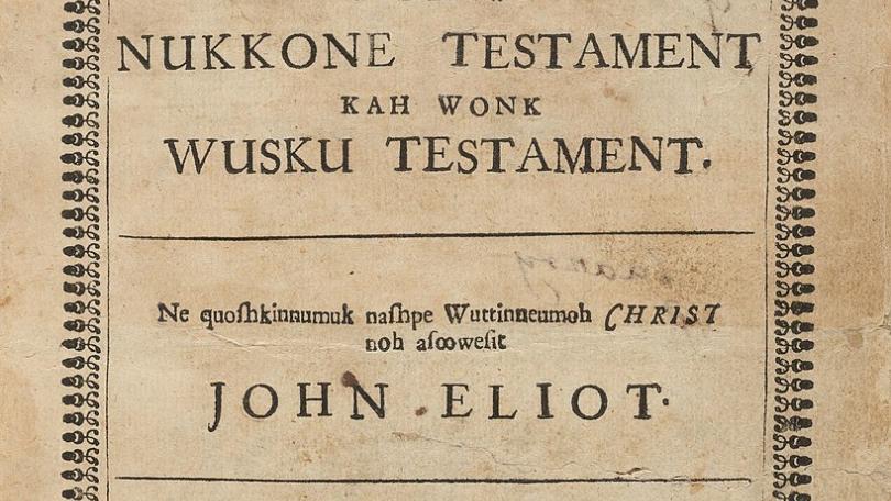 Title Page of Eliot Algonquian Bible, 1663