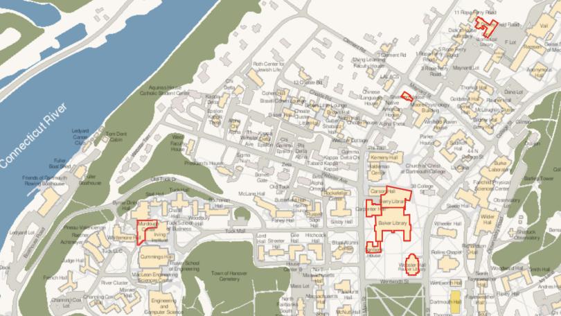 Map of Dartmouth libraries