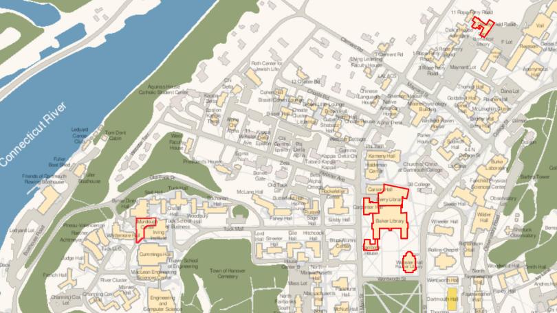 map of Dartmouth Libraries
