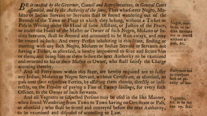An Act concerning Indian, Molatto, and Negro Servants and Slaves, 1730