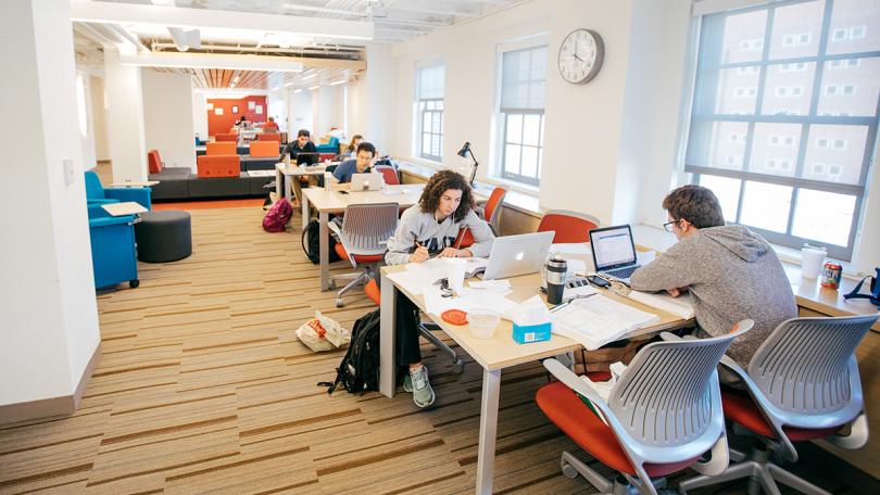 Students study in Dana Medical Library