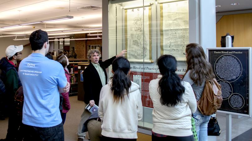 Prof. Gil Raz and students at the "Daoist Ritual and Practice" exhibit, 2016, Berry Main Street