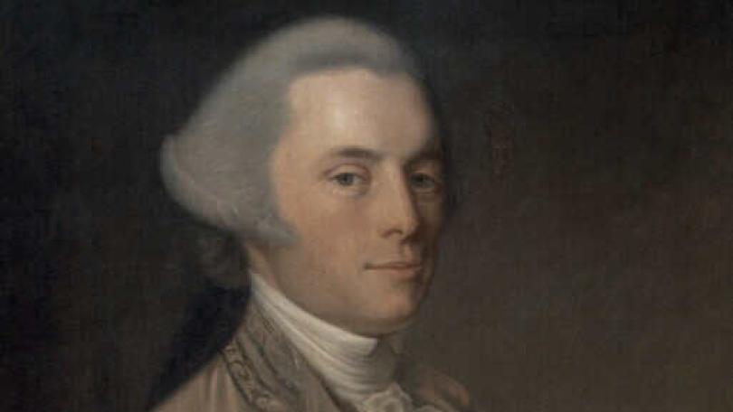 white man in whig, 18th century oil portrait