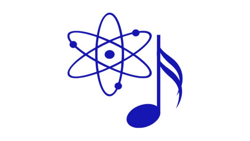 atom and musical note