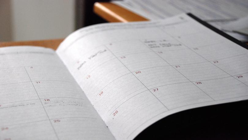 An open calendar