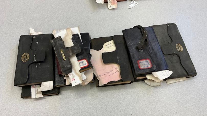 water-damaged diaries