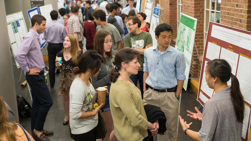 Students present posters in Baker-Berry Library