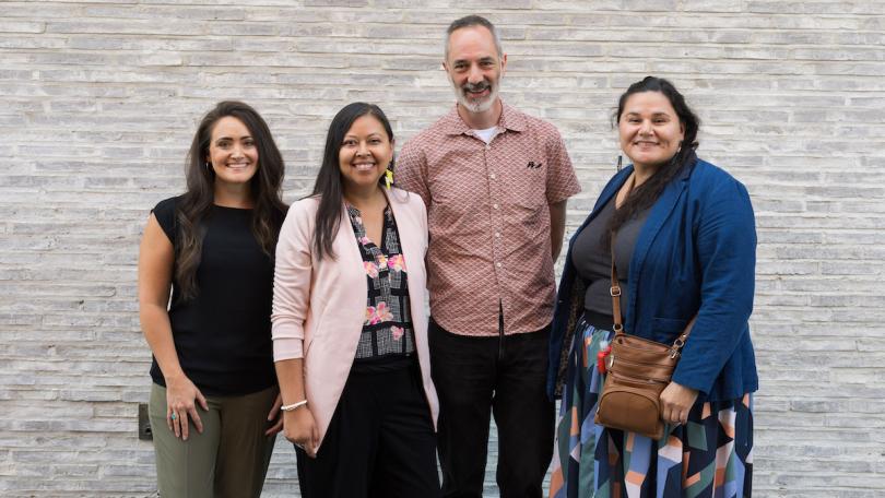 from left Jennifer O'Neal, Miranda Belarde-Lewish, Mike Kelly, and Veronica Pipestem all guest speakers at the Advancing Pathways Colloquium