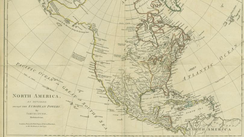 map of the American Colonies from 1776