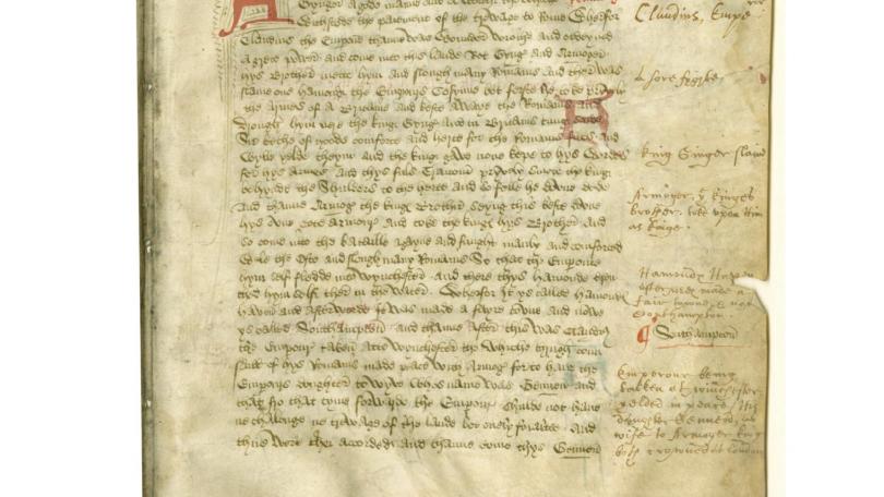page from the 15th-century Brut Chronicle