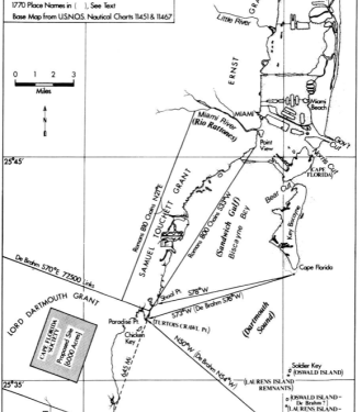 map of Florida land granted to William Legge, 2nd Earl of Dartmouth