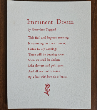 poem Imminent Doom by Genevieve Taggard
