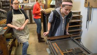 A student printmaking
