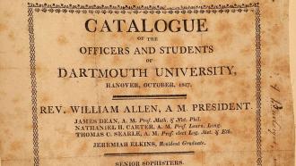 Catalogue of students and staff at Dartmouth in 1817