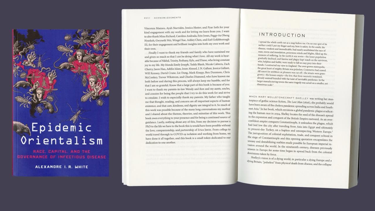 book cover and first pages insert of Epidemic Orientalism