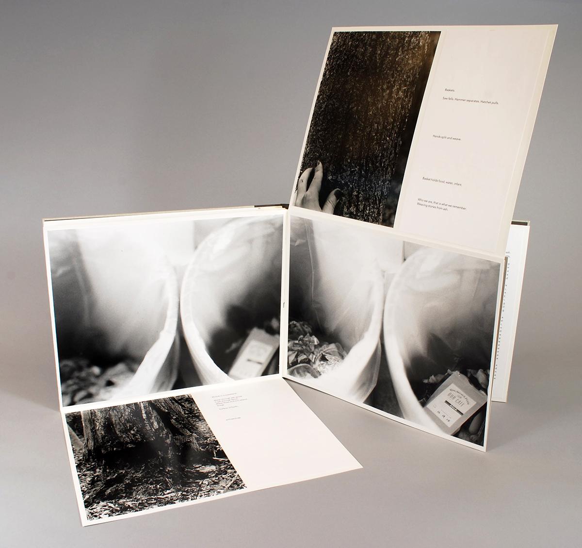 black and white photo book with binding opening different ways