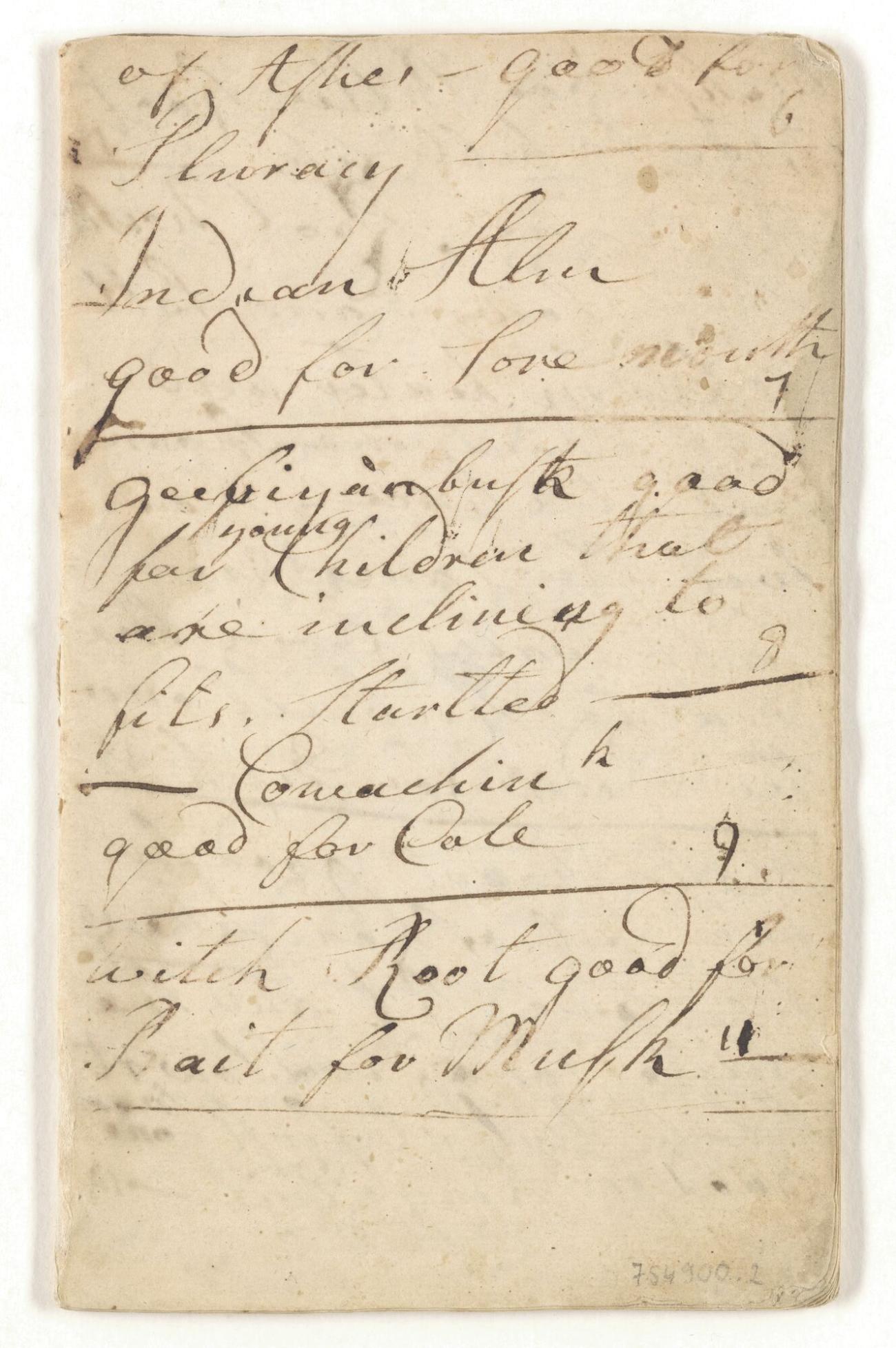 Samson Occom herbal remedies and letter fragment