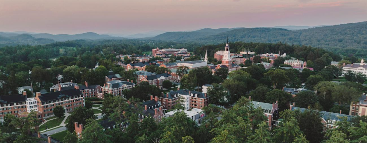 aerial view of Dartmouth in Hanover, NH