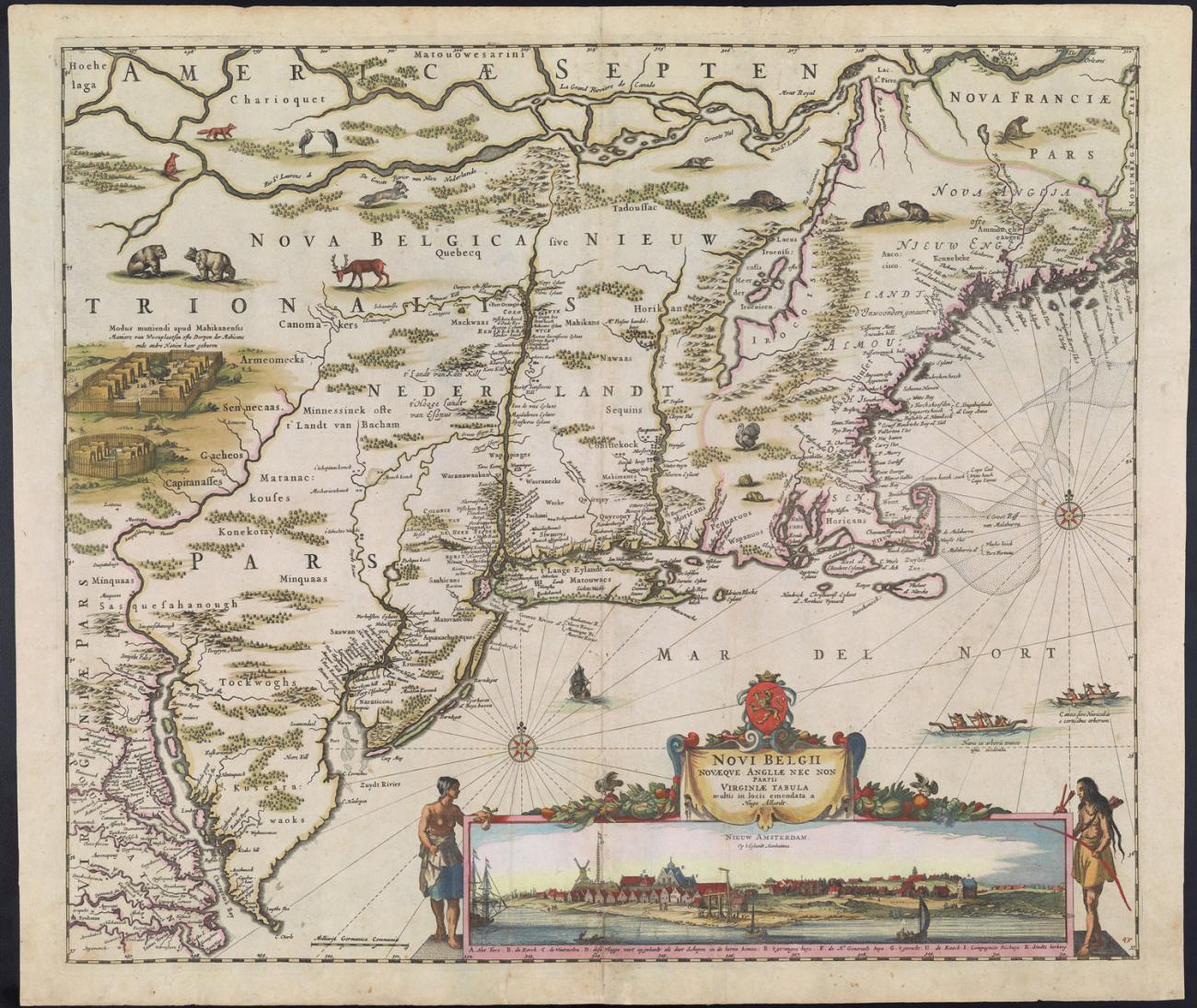 Map of New Netherland New England and also Part of Virginia Corrected in Many Places by Hugo Allardt, 1662