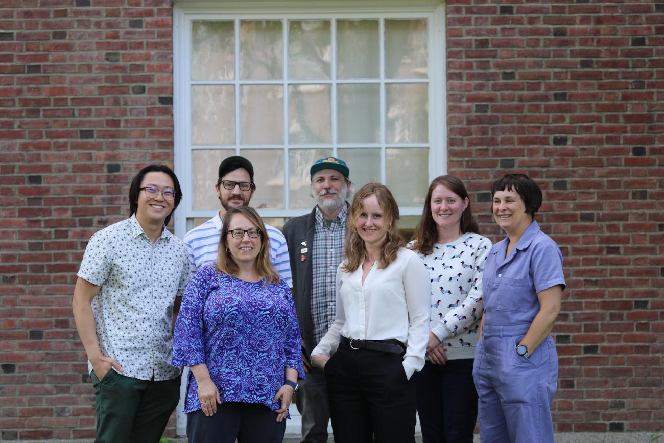 Picture of DxDL team. From left, Daniel Lin '23, Toben Traver, Laura Braunstein, Ryland Ianelli, Liz Shand, Samara Cary, Jenny Mullins