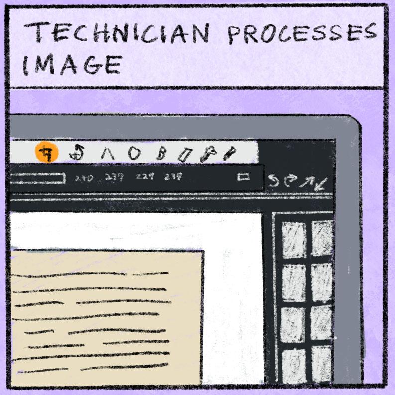computer screen with document and image processing app