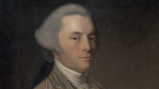 white man in whig, 18th century oil portrait