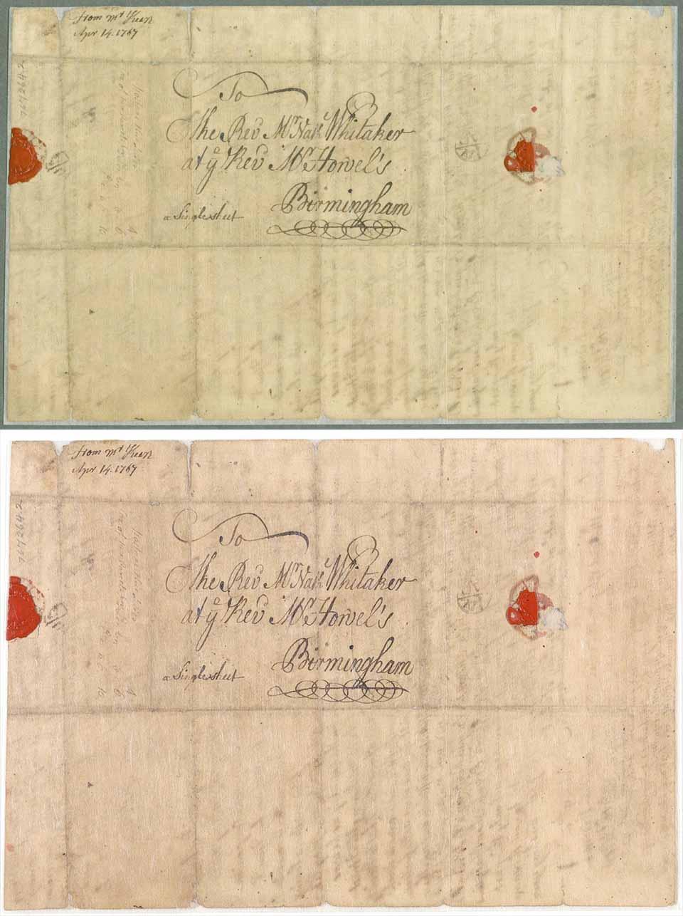 Occom document showing re-digitization differences, before (top), after (bottom)