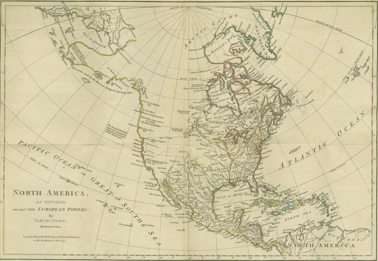 A map titled “North America, as divided amongst the European Powers"