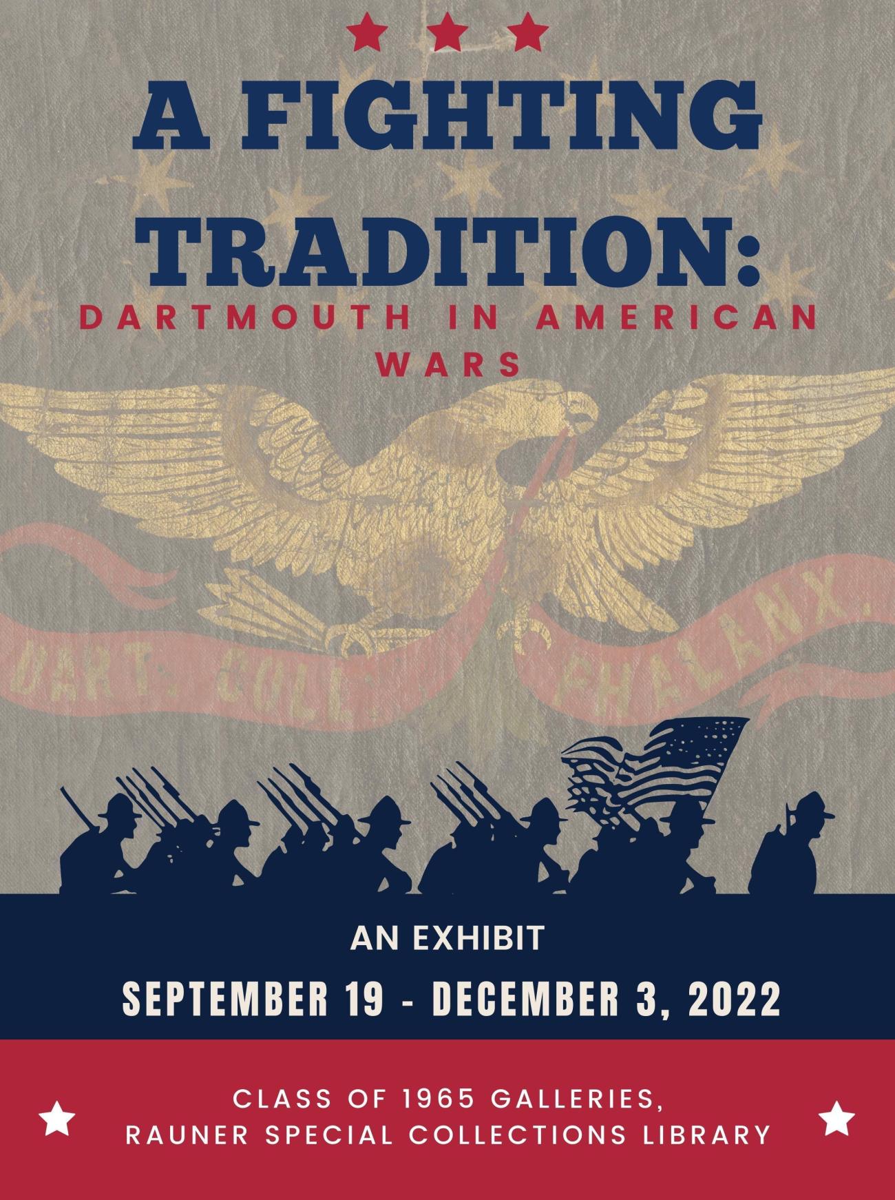 illustration of soldiers marching with flag with american eagle in background