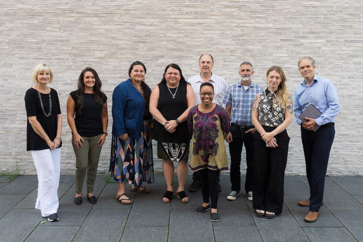 members of the Advancing Pathways Steering Committee and Advisory Group from left Susanne Mehrer, Jennifer O'Neal, Veronica Pipestem, Jami Powell, John Stomberg (back), Richel Cuyler (front), Peter Carini, Meredith Steinfels, and Daniel Chamberlain