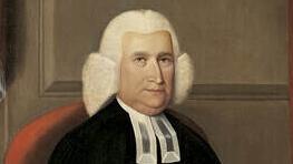 white man in whig, 18th century oil portrait