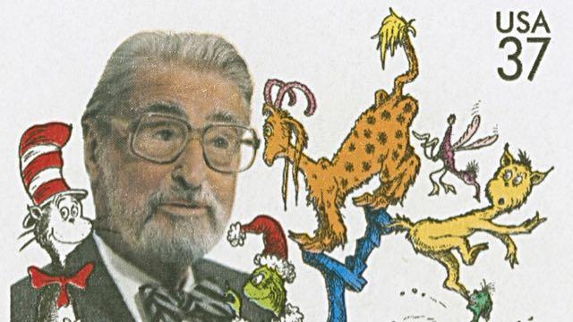 image of a 2004 postage stamp commemorating Dr Seuss
