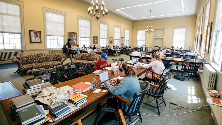 Students studying in the 1902 room