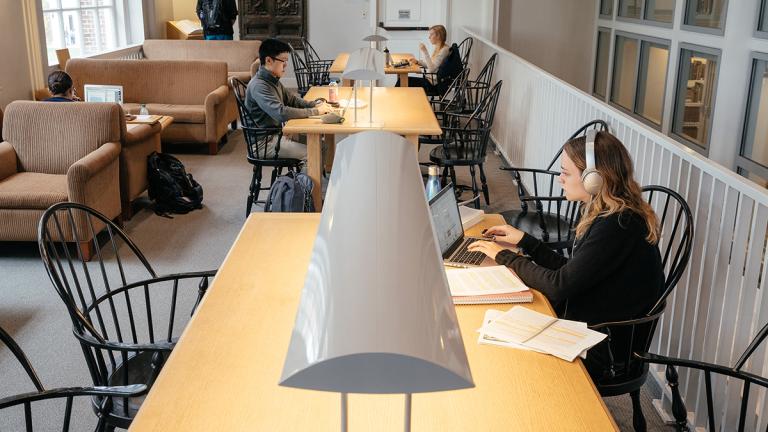 Students study in Rauner Library at Dartmouth College