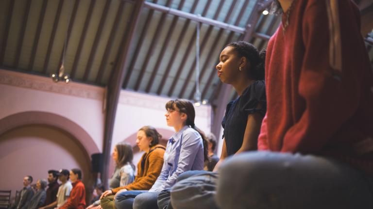 Janessa Yan ’26 was among the students, faculty, and staff who joined the morning meditation sessions.