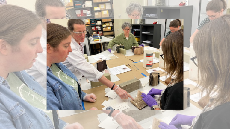 attendees restore frozen books in workshops hosted by the Libraries Preservation Team