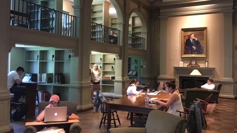 East Reading Room lower view of students studying