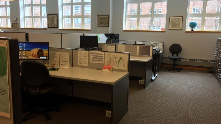 GIS stations in the Evans Map Room of the Dartmouth Library